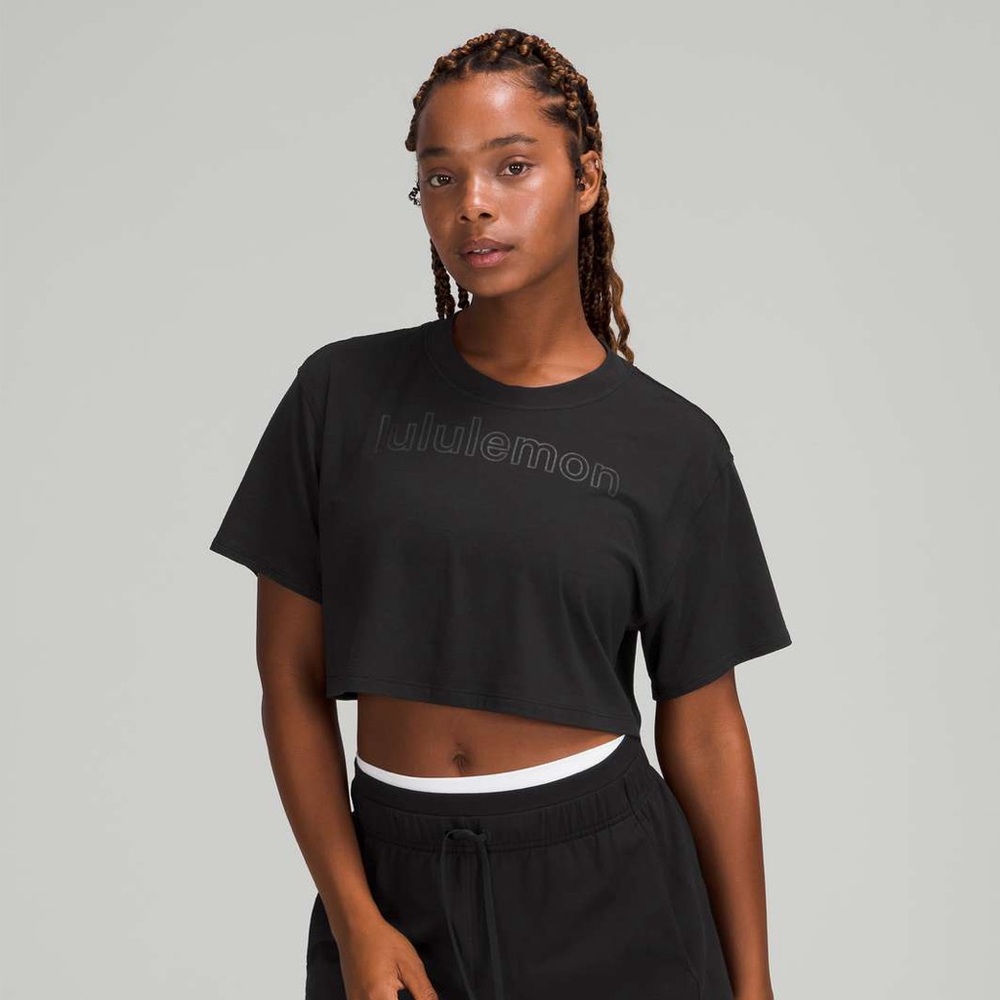Lululemon “All Yours” Logo Graphic Tee Cropped Black Size 2 XS
